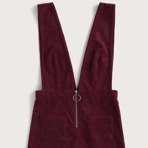 Shein Zip Front Corduroy Pinafore Mini Dress